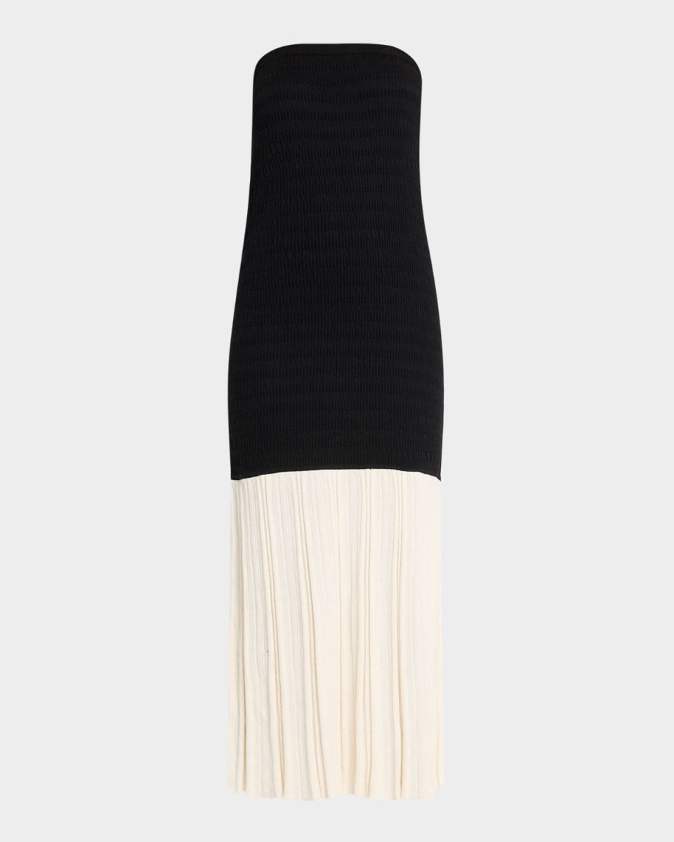 Leila Two-Tone Strapless Midi Dress